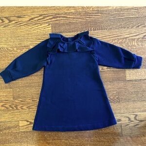 Beautifully Jacadi navy warm dress with unique collar size 4